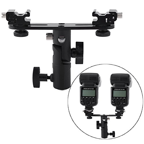Suporte de montagem Hot Shoe, suporte de luz, suporte de flash duplo, suporte de luz para câmera, su