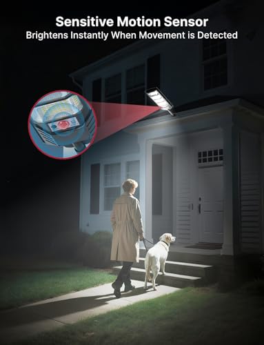 Image of Solar Street Light 6000 Lumens - 192 LED Beads, 5W Solar Panel, IP67 Waterproof, 320 Angle, 2600mAh Battery, Energy-Efficient Outdoor Security Lighting (2 Pack)