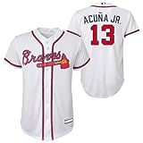 Ronald Acuna Jr. Atlanta Braves MLB NFL Kids Youth 8-20 White Home Player Jersey (US, Numeric, 10, 12, Regular, White)