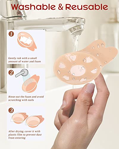 2 Pairs Sticky Bra Invisible Adhesive Bra, Backless Strapless Reusable Push Up Large Breast Lift Nipple Covers For Women - Fit For Dd/Ddd #TOP6