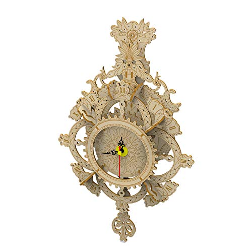 Viksome Wooden Pendulum Clock Puzzles for Adults,3D Wall Clock Mechanical Modelï¼ŒRetro Wall Clock DIY Construction Toy