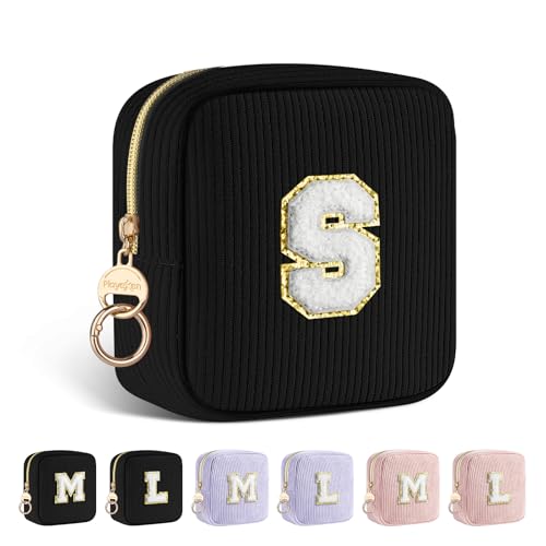 Neceser para Compresas Pequeñas Personalizado Bolsas Menstrual Almacenamiento Compresa Algodon Tampones Salvaslips Neceser Maquillaje para Niñas Organizador Cumpleaño Navidad Adolescente Chica Negro-S