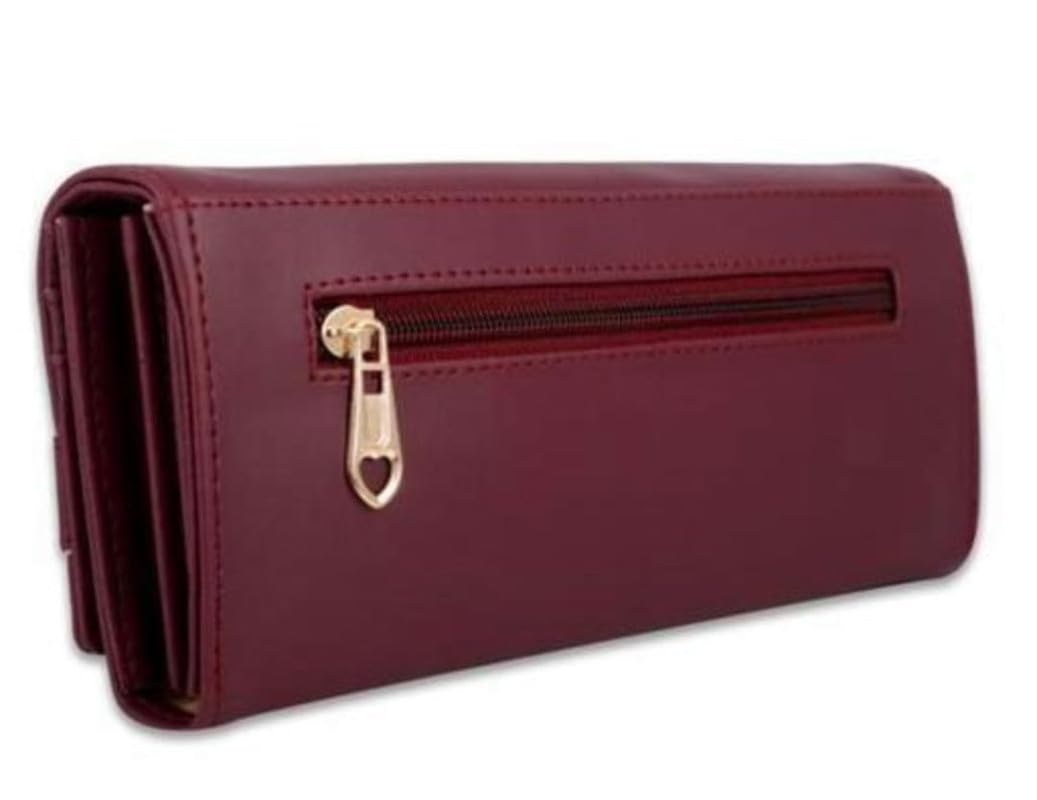 Nms Trendy Regular Fashionable Ladies Purse Leather Handbag Stylish Clutch Wallet for Womens and Girls (Maroon) (B0CP46HYBT) Amazon Price History, Amazon Price Tracker