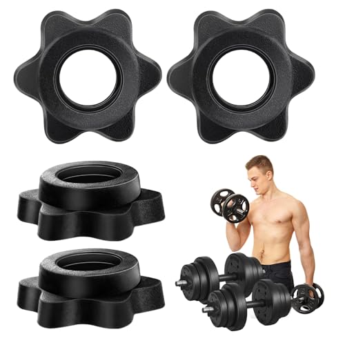 4 PCS Hex Dumbbell Clips - 1"/25 mm Spin-Lock Barbell Collars, Anti-Slip Screw Clamps for Weight Lifting & Fitness Training, Secure Barbell Clips for Dumbbell and Bars