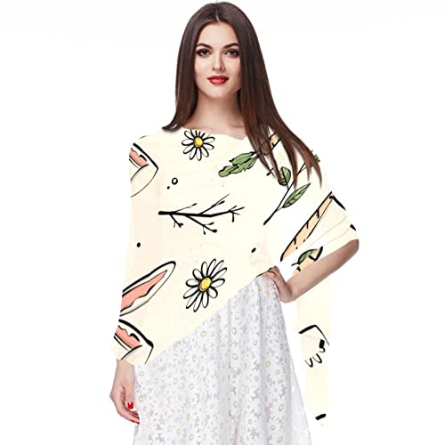 Foulard rose en mousseline de soie longue multicolore pour femme