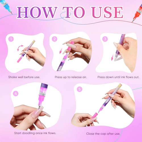 Image of 12 Colors Nail Art Marker Pens Set, Nail Markers for Nail Art, Suitable for Nail Art, Nail Painting, And Artistic Decorations; Suitable for Both Children And Adults. (12 Colors)