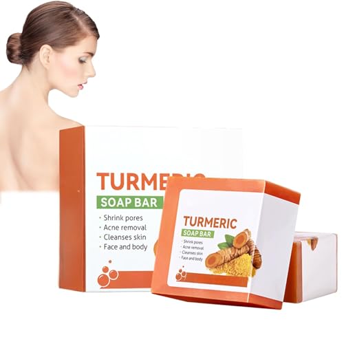 100g*2PC Jabón de Cara Naturales, Jabón de Cúrcuma, Jabón de ácido Kójico de Cúrcuma, Una Limpieza Suave Y Profunda Puntos Oscuros Para Cuerpo y Cara, Jabón Puro Natural! soap-5