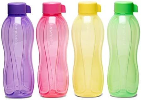 Tupperware Aquasafe Round Water Bottles 1000 ml Pack of 4 (Multicolor)