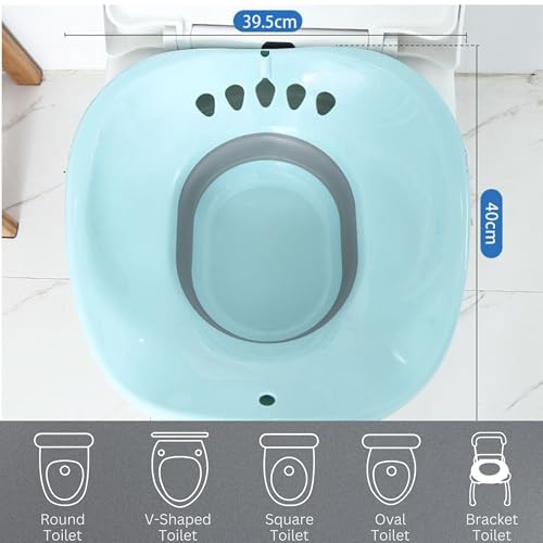 Image of Sitz Bath Tub For Adults | For Fissures | For Hemorrhoids | For Piles | For Post Delivery | Foldable | Large Capacity | Includes Air Pump, Adhesive Wall Hook & Microfiber Cloth