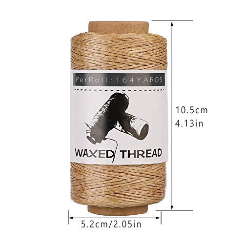 Jupean Waxed Thread, 150M /164Yards Khaki Leather Waxed Thread, Leather Sewing Thread, Hand Stitching Thread For Hand Sewing Leather, Bookbinding, And Beginners Leather Craft Diy #TOP1