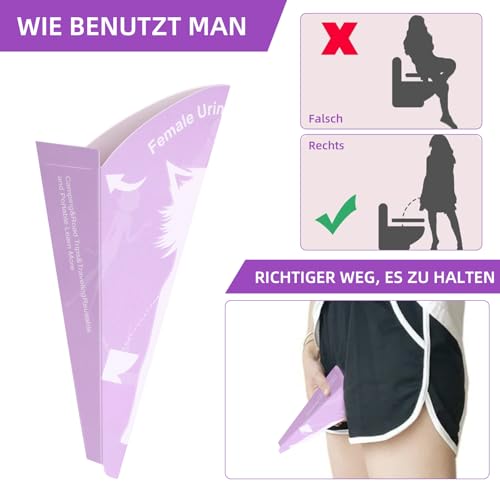 30 Stück Urinella für Frauen Einweg, Weibliches Papier Urinal, Reise Urinal Frauen im Stehen, Papier PIPI Trichter, Frauen Tragbare Pinkelhilfe Für Frauen Reisen & Camping,Wandern,Outdoor-Aktivitäten
