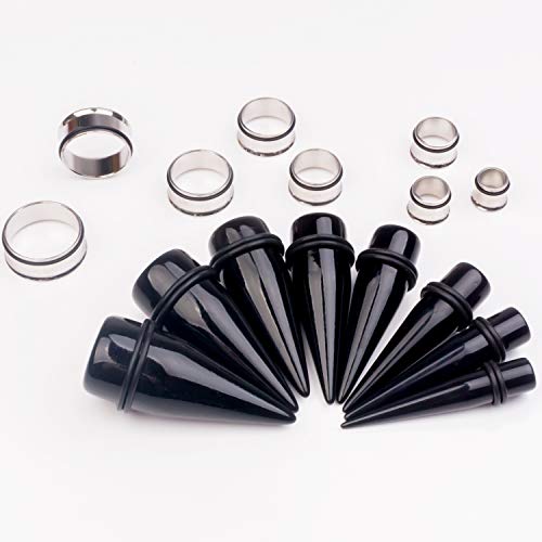 32 PCS 00G - 24mm Ear Taper Kit Gauge Stretching Kit Stainless steel Tapers Tunnels Plugs Piercing Jewelry2