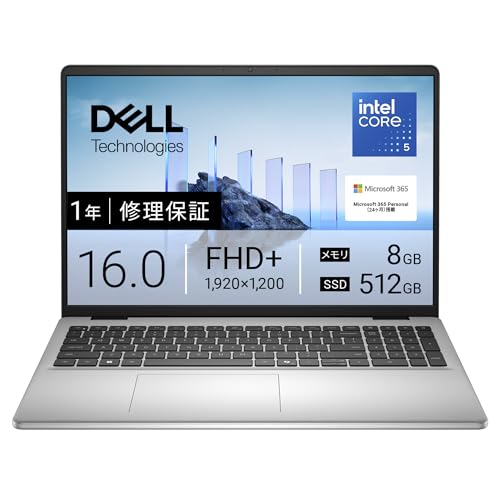 Dell �m�[�g�p�\�R�� Dell 16 DC16250 16�C���` IntelRCore? 5 �v���Z�b�T�[ 120U ������8GB SSD512GB Microsoft 365 Personal(24����)���� Windows 11 Home �J�[�{��