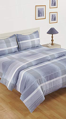 Image of Swayam Pure Cotton Single Bedsheet with 1 Pillow Covers | Size 60 x 90 inch | 160 TC | Geometric Design | Soft Breathable Bed Sheet | Comfortable & Durable for Bedroom - Grey & Beige