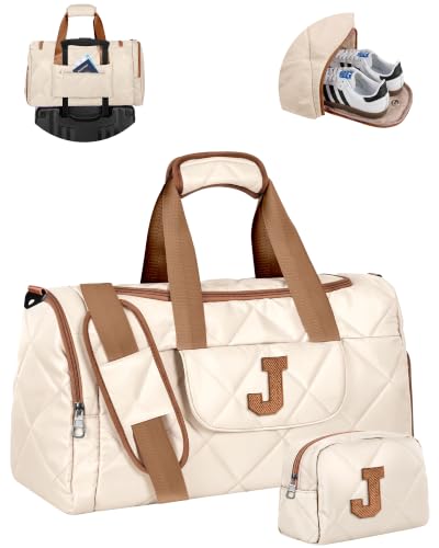 Elilier Gifts for Teenage Girls, Personalized Travel Bag, Letter J