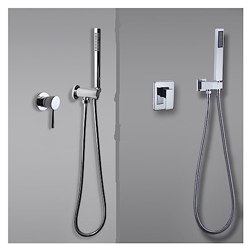 Ensemble de douche à main carrée encastré mitigeur chromé - 3