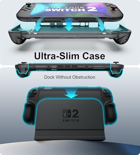 TiMOVO Funda Acoplable para Nintendo Switch 2 2025, Funda Protectora con Agarre TPU Accesorios con Liberación Rápida for Switch 2, Funda Rígida Resistente a Rayones y Golpes, Negro - imagen 3