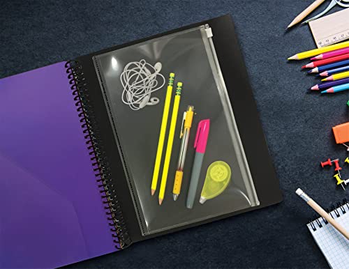24 Pocket Poly Spiral Project Organizer (2Pack), Heavy Duty, With Utility Pouch, 1/3 Cut Tabs, 12 Tab Color Dividers, Clear View Front Cover, Letter Size, Project Folder, By Better Office Products #TOP4