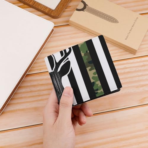 Portable Slim Credit Card Holder for Men Women, Small Card Protector Organizer Case Camouflage American Flag Hunting Deer Camo Black Compact Wallet4