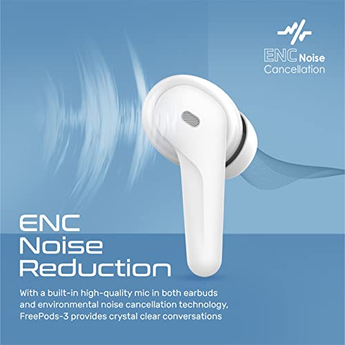 Image of Promate Bluetooth Earbuds, Ergonomic-Fit True Wireless ENC Headphone with 4 Built-in Noise Cancelling Mics, 22h Playtime, 300mAh Charging Case and Smart Touch-Control FreePods-3 White