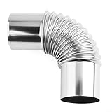 Honseadek Acero inoxidable 90° para tubo de codo de 60 mm de diámetro, calentadores de agua a gas, chimeneas de madera, estufas, estufas, resistentes a altas temperaturas