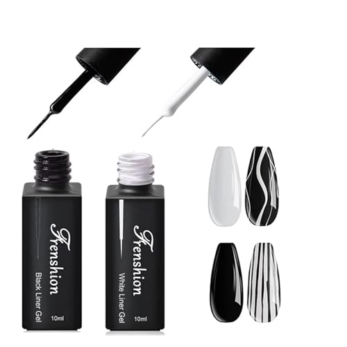 Kit 2 esmaltes gel negro y blanco con pincel para uñas miniatura 1