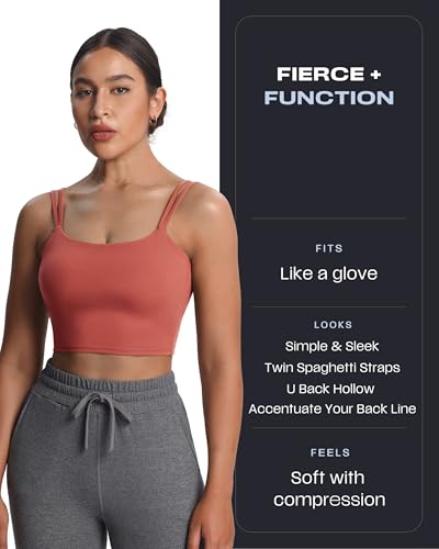 Image of Aoxjox Women's Workout Sports Bras Fitness Padded Backless Yoga Crop Tank Top Twist Back Cami