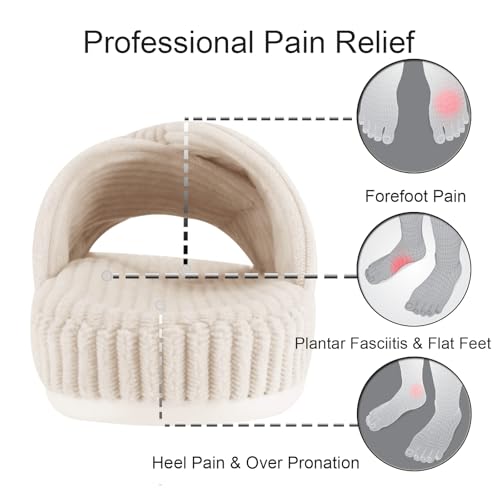 Women's Orthopedic Arch Support Open Toe House Slippers for Plantar Fasciitis Ladies Cozy Memory Foam Bedroom Gift Slippers Fluffy Corduroy Bow Crossband Slide4