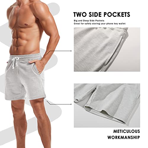Image of AMY COULEE Mens Athletic Workout Shorts 5.5 inch Cotton Casual Shorts Elastic Waist Joggers Sports Sweat Shorts