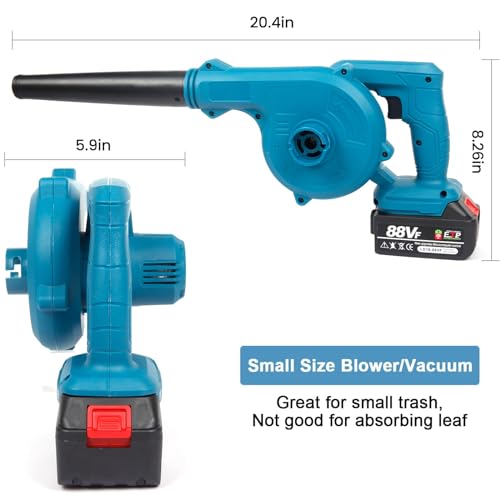 Ponicozy Leaf Blower, Cordless Leaf Blower with 2 Battery & Charger, 2-in-1 Electric Leaf Blower & Vacuum
