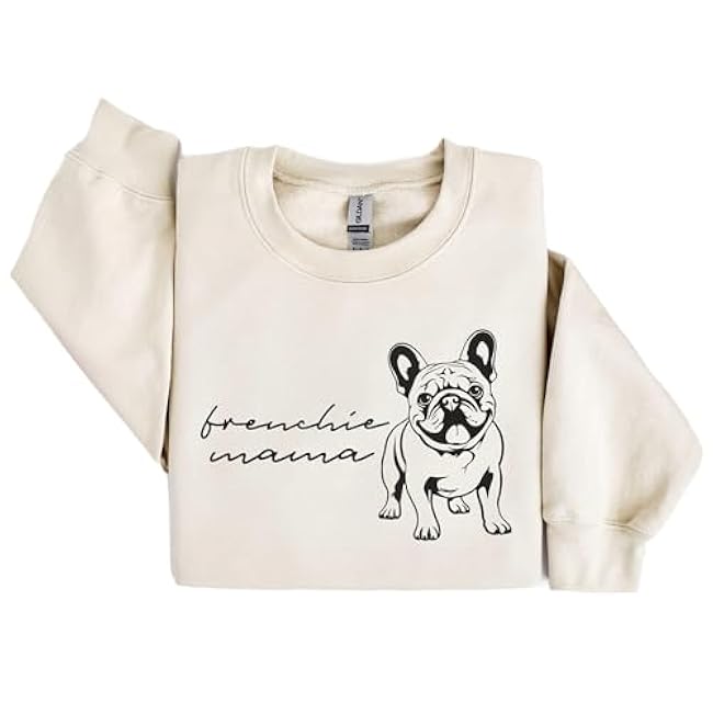 Frenchie Mama Sweatshirt, Cute French Bulldog Pet Parent Sweater, Dog Mom Gift, Dog Lover Shirt, Unisex Womens Crewneck Sweatshirt