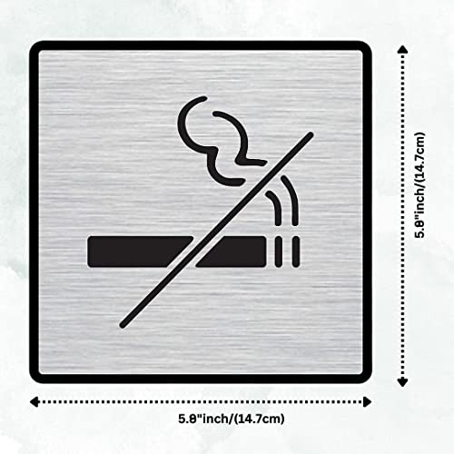 Image of CVANU Silver Acrylic Prohibit SMOKING Self-Adhesive Sign Board for Office /Hospital /Cafe Sign Board (set of 2) c76