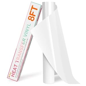 HTVRONT HTV Roll Heat Transfer Vinyl – 12″ x 8ft White HTV Vinyl for Shirts, Iron on Vinyl for All Cutting Machine – Easy to Cut & Weed for Heat Transfer Design (White)