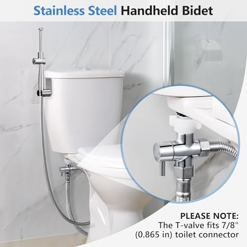 SPACEREST Handheld Bidet Sprayer for Toilet, Leak-Proof Stainless Steel Toilet Sprayer, Adjustable Spray Angle & Water Pressure, Toilet Bidet Sprayer for Personal Care, Elderly, Postpartum (Silver) - Thumbnail 5