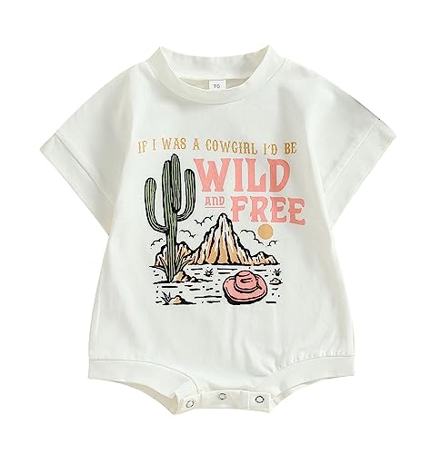 Image of SAYOO Western Baby Girls Boys Bodysuit Clothes Country Cowboy Cowgirl Funny Cute Infant Creeper One-Piece Baby Bodysuit