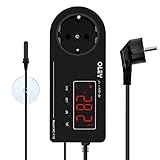 Digitaler Temperaturregler mit NTC Sensorsonde, 220V Temperatur Steuerung Steckdosen, Heizung Kühlen Temperaturschalter für Gewächshaus, Aquarium, Gärungsraum, Reptil Terrarium