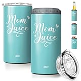 SANDJEST Mom Tumbler and Can Cooler - 4 in 1 Design Mom Juice Travel Mug Fits for Most 12oz Skinny Can Beer Bottles - Gifts for Mothers from Daughter, Son on Birthday, Mothers Day, Christmas