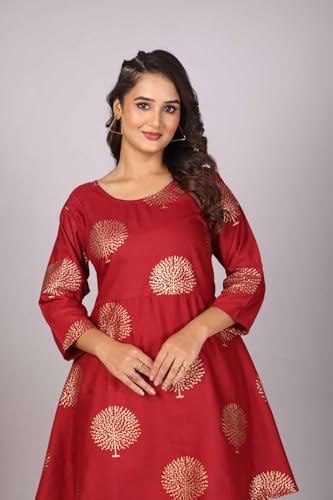Image of Floral Print Cotton Kurta and Dhoti Set for Women Designer