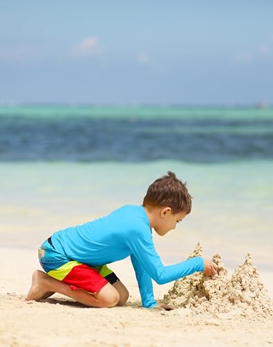 Image of Toddler Boys Swim Shirts Rash Guard Long Sleeve UPF 50+ Sun Protection