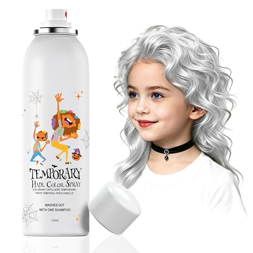 Mifeloy Temporary Hair Colour Spray Washable Instant Silver White Colour for Costume Cosplay Halloween Christmas Festivals & Styling 150ml Non-Sticky Party Hair Dye for Teens Men & Women