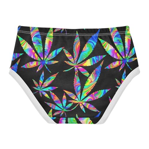 Joisal Girls Underwear Toddler 2t Cotton Little Girl Panties Designer Kids Undies Briefs Neon Leaves Black Colorful2