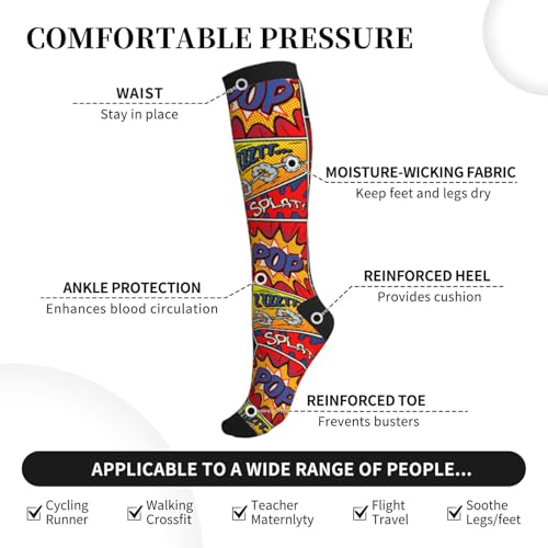 Image of Compression Socks for Women Men Circulation Graduated Supports Socks for Running Travel Nurse Athletic Sports