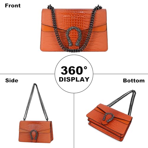 Image of Women's Crossbody Shoulder Bag Snake Print Satchel Purse Leather Chain Clutch Evening Handbag