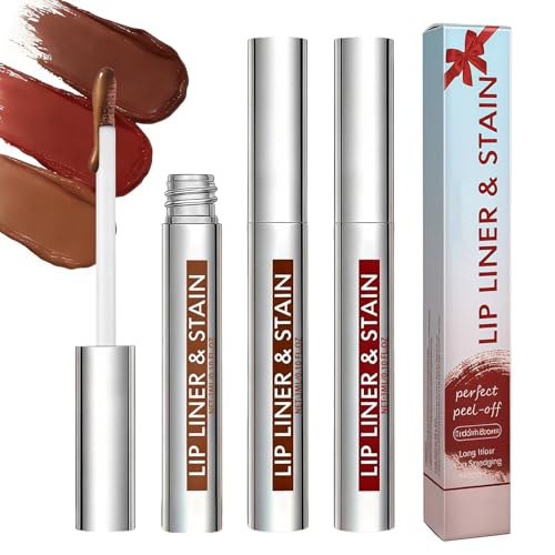 3 Pcs Peel Off Lip Liner Stain, Lip Liner Tattoo per Labbra a Lunga Durata, Liners Labbra Tatuaggio per Labbras Rimovibile, a lunga durata con finitura opaca, per tutti i giorni e le feste