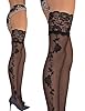 15 cm Deep Lace Top Patterned Hold-ups Stockings, 20 Denier, Rose Floral Design – Perfect for Day & Night, Party, Bridal, Wedding Hold-ups #1