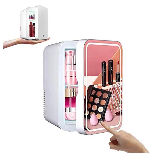 minikylskåp,Mini Makeup Beauty Kylskåp, 8L Portable Cosmetic Skincare Kylskåp, Sminkspegel & LED-belysning, Cool