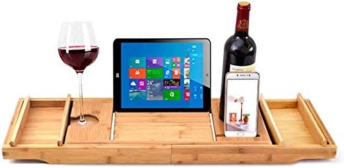 Bathtub Rack Bamboo Bath Tub Tray With Extending Sides Built In Book Tablet Holder Cellphone Tray And Integrated Wineglass Holder Bathroom Trays (Color : Brown, Size : 75cm x 23cm) Bathroom bathtub ac