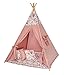 Tipi Spielzelt für Kinder mit Matte Tippi Kinderzelt Kinderzimmer Teepee Wigwam Indianerzelt Outdoor Indoor (Rose)