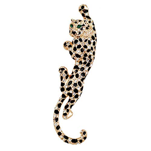 D&XQX Mode Emaille Leopard Broschen für Frauen-Männer klaren Tier Pins neuen Entwurfs-Mantel Accessoires Schmuck Geschenk,Gold Cover