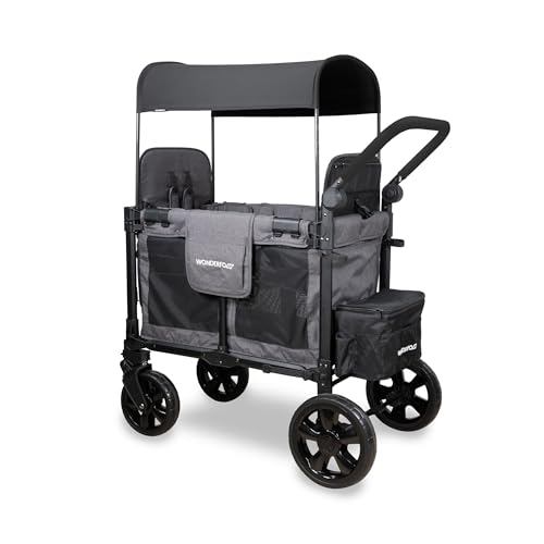Image of WonderFold W2 Elite Pro Stroller Wagon, Aluminum Frame, 4 Seater, Gray